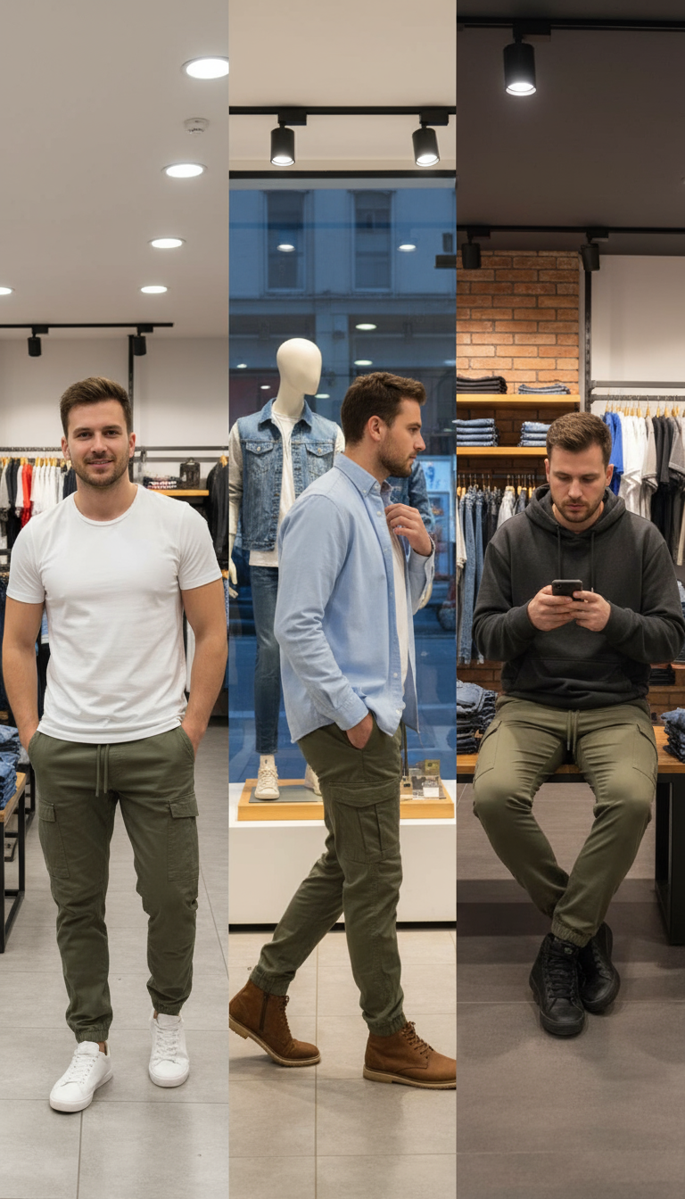 pantalon cargo toile vert militaire – Image 2