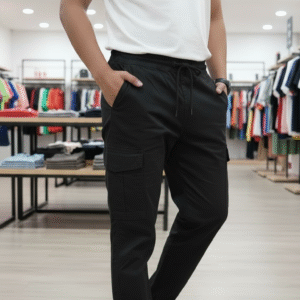 pantalon cargo toile noir