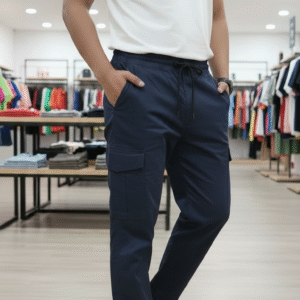 pantalon cargo toile bleu