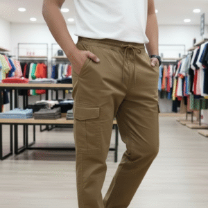 pantalon cargo toile beige foncé