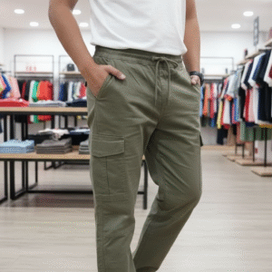 pantalon cargo toile vert militaire